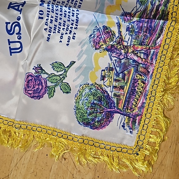 Vintage WWII Original U.S. Army Souvenir Pillow Case Silk 17x17 - Picture 4 of 7